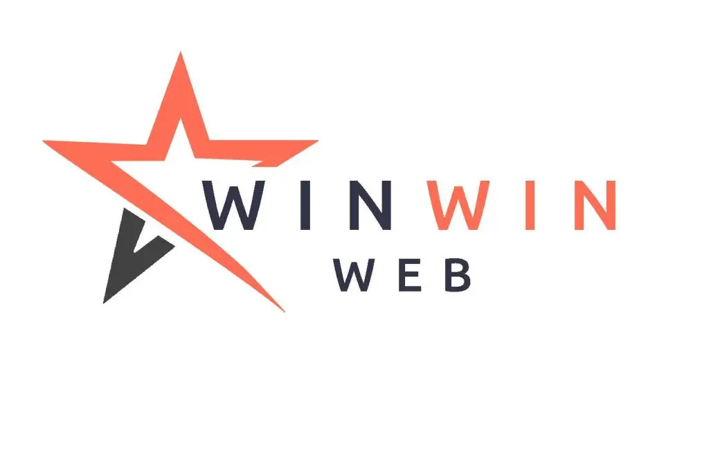 Winwin webblogotyp på en vit bakgrund.